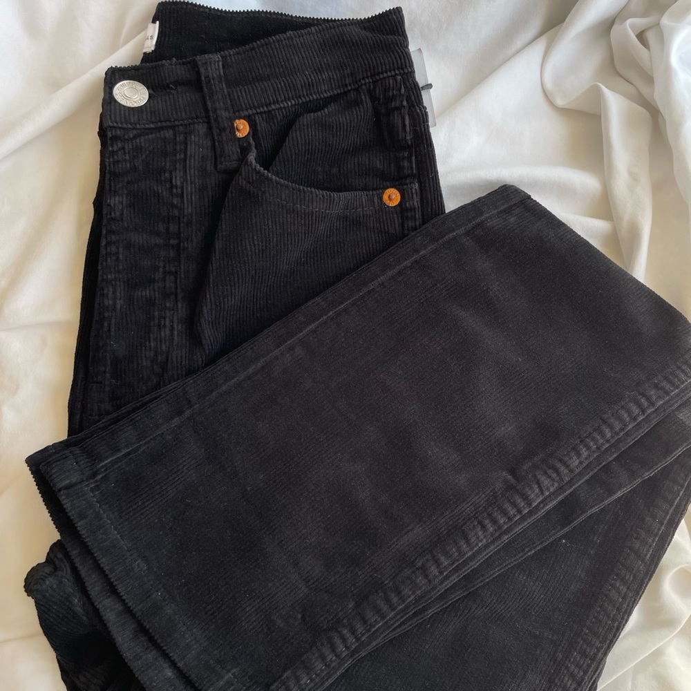 RE/DONE black corduroy straight pants